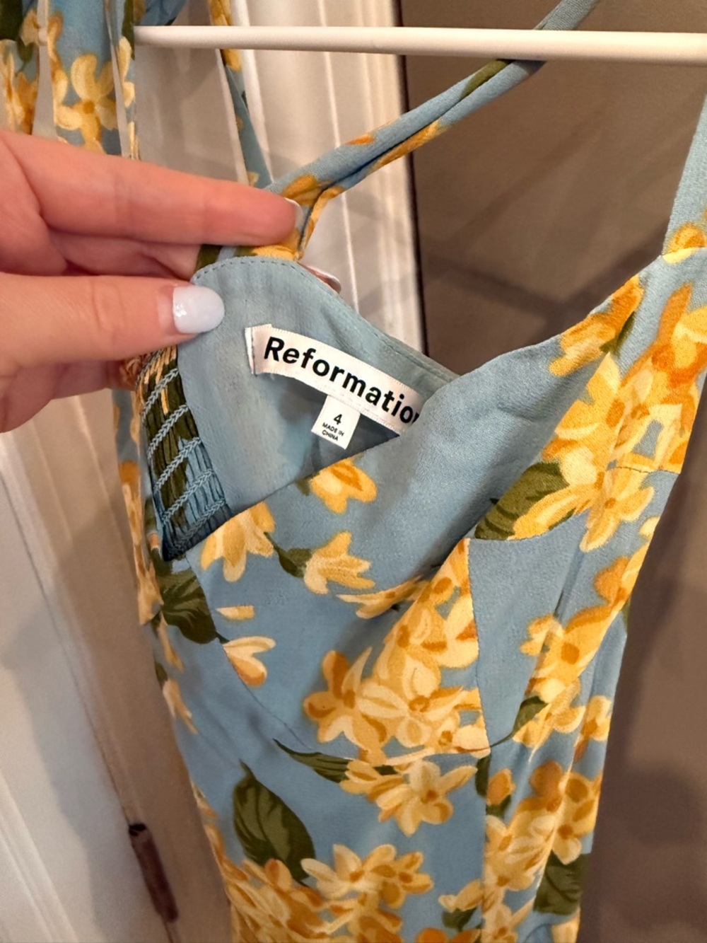Reformation Blue Floral Tie-Strap Mini Dress - Picture 6 of 6